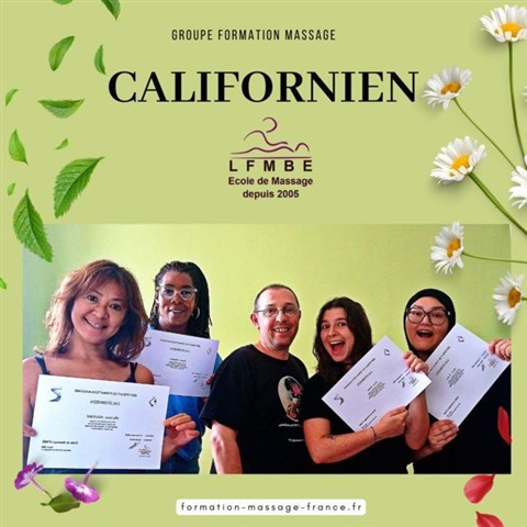 groupe d'éléve formation massage californien LFMBE Lyon 